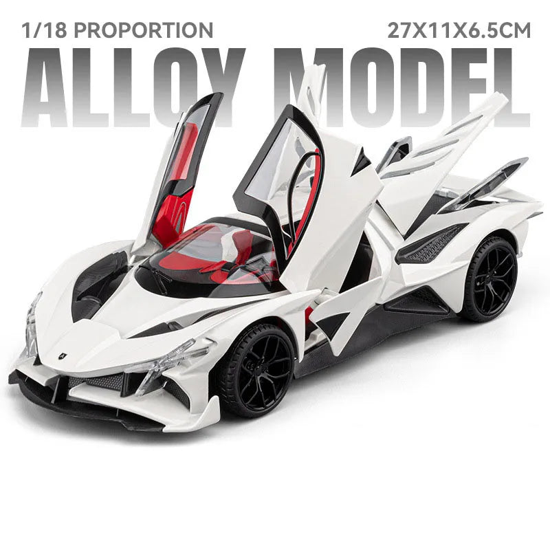1:18 Hellcat Apollo EVO Alloy Car Models Diecast Toys Doors Opened Sound Light Pull Back Shock Absorption Sportscar for Boy Gift