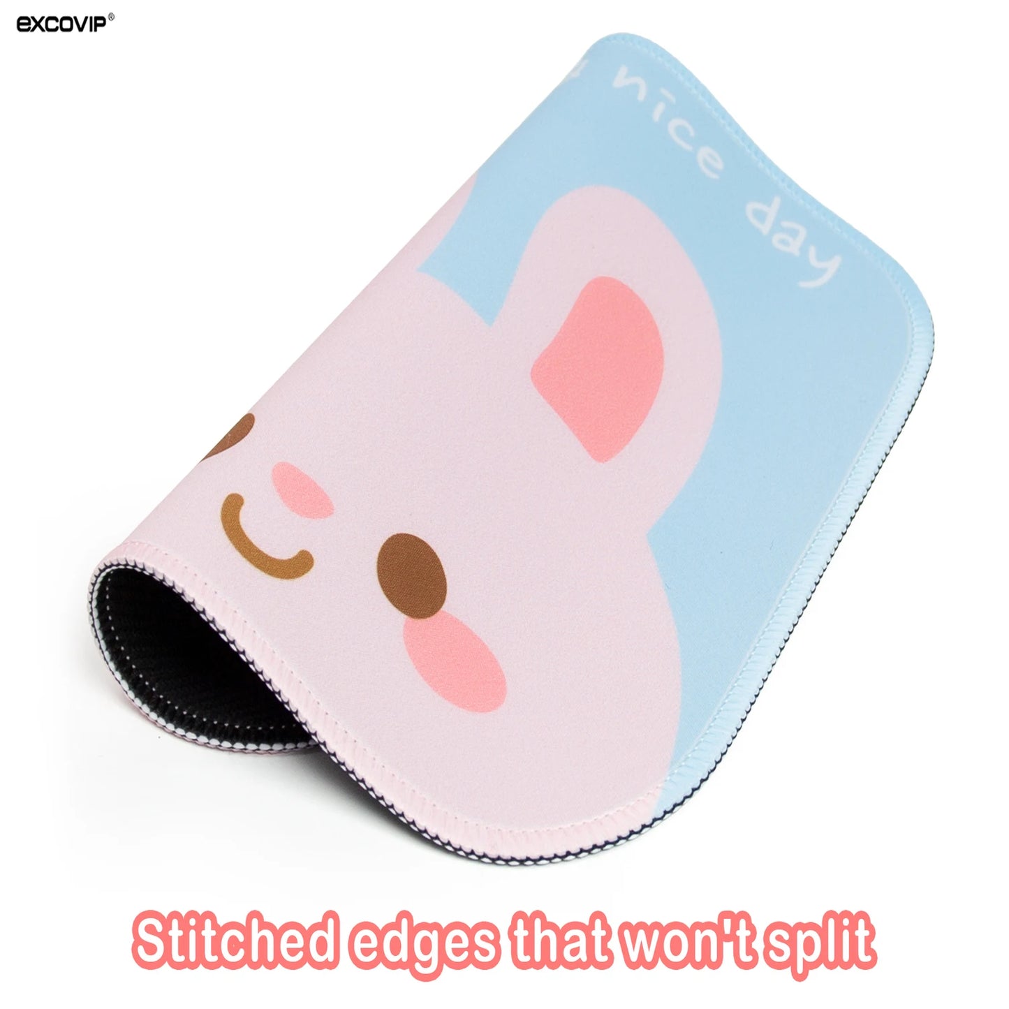 EXCO Cute Mouse Pad Small with Stitched Edge Square Gaming Computer Mousepad Mat Non-Slip Rubber Base for Office Home Portable