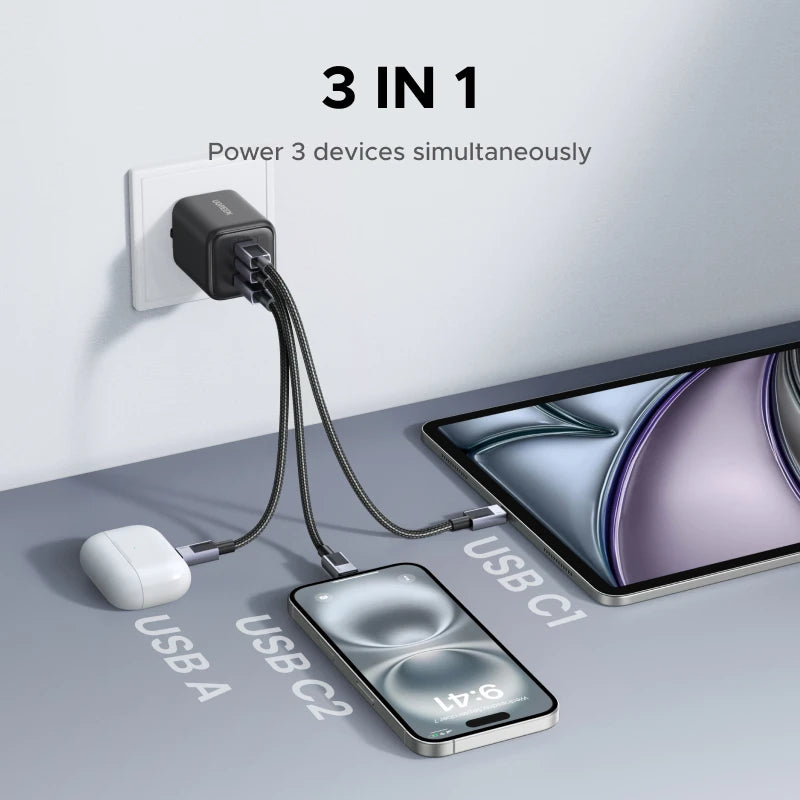 [EU Plug] 45W-20W GaN Charger PD3.0 PPS QC3.0 USB C Fast Charger iPhone Samsung