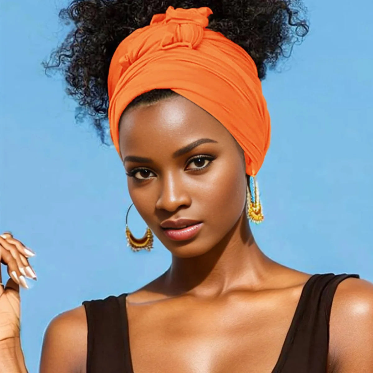 Extra Large stretch jersey turban african solid color super soft breathable headband