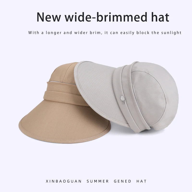 6176-New summer wide-brimmed sun-protective hat withdetachablebrimforeasyremoval. Convenient pop-up hat suitable for outdoor act