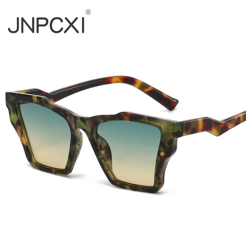 JNPCXI New Square Luxury Women Sunglasses UV400 Leopard Print Gradient Shades Men Sun Glasses