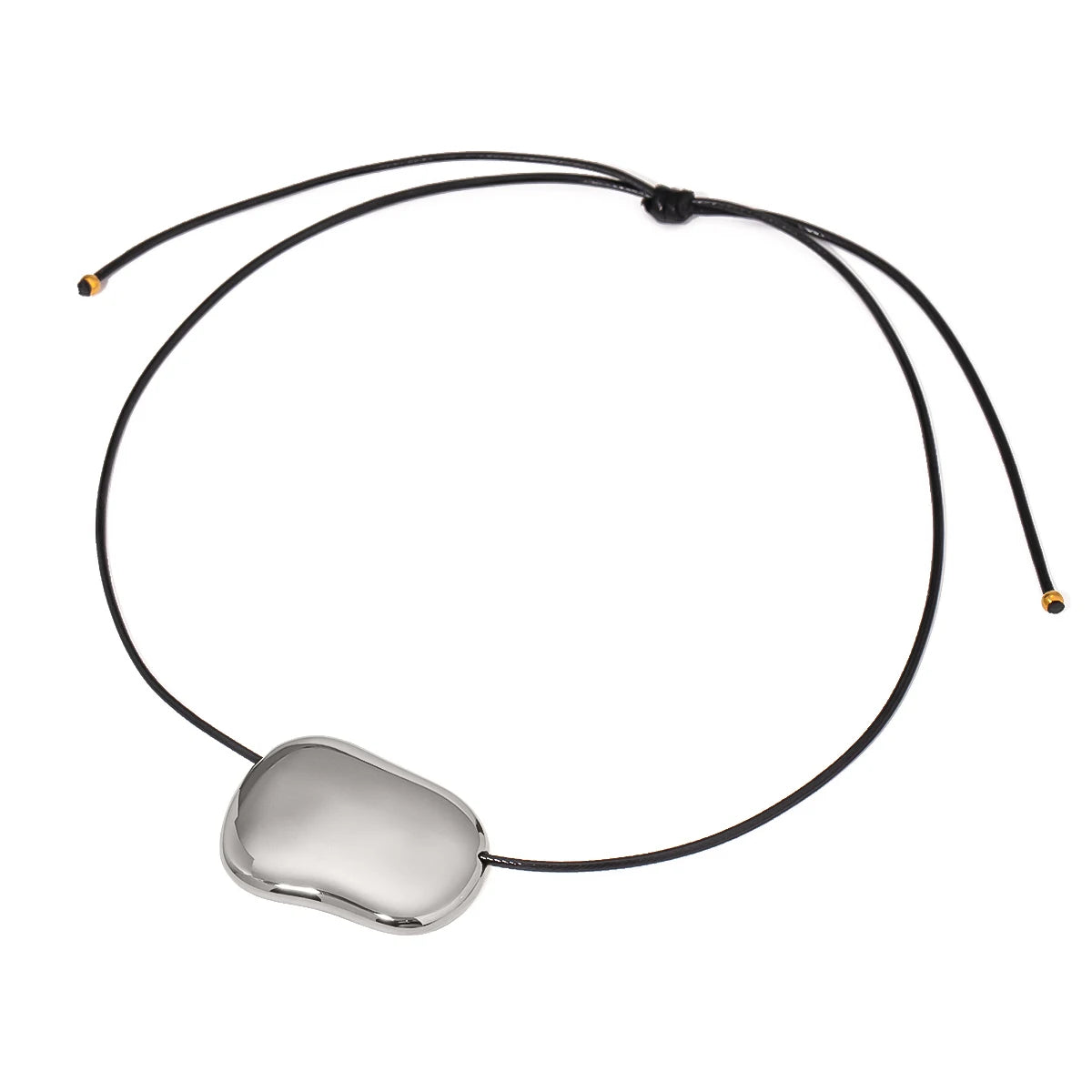 Uworld Minimalist Lrregular Large Glossy Pendant Black Wax Rope Necklace 316l Stainless Steel for Men Women Waterproof подвеска