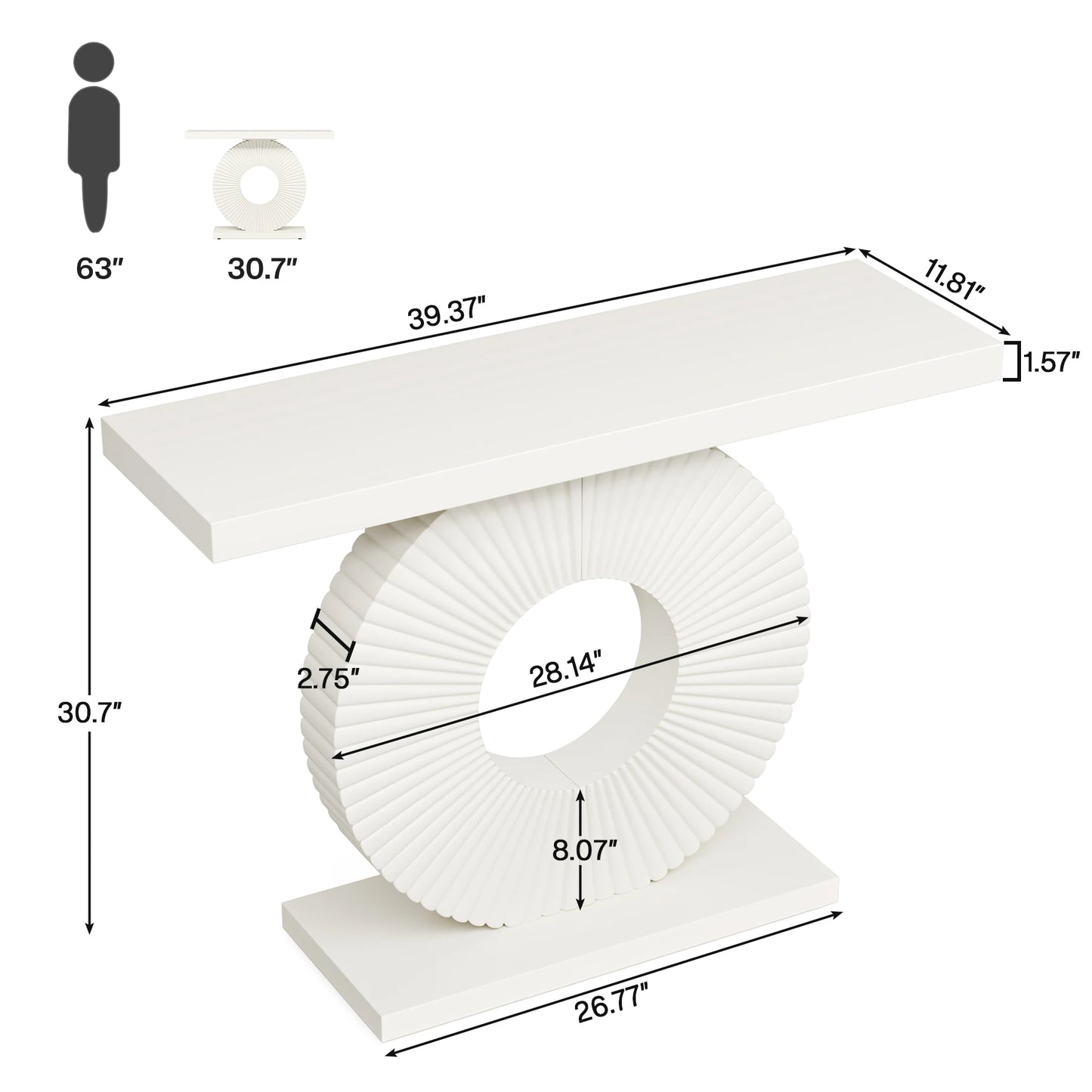 Tribesigns Modern Console Table w/ Geo Base, 40" Wood Entryway Table Sofa Table