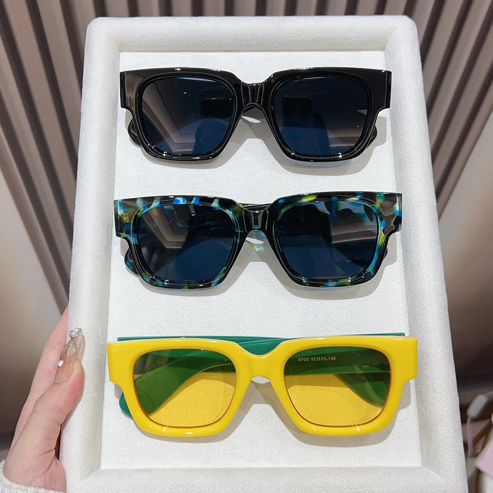 JNPCXI New Square Sunglasses Women Fashion Shades UV400 Men Luxury Gradient Yellow Green Male Female Sun Glasses