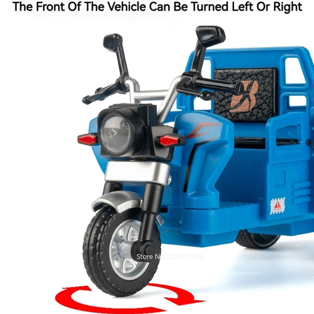 1:15 Alloy Tricycle Models Diecast Cars Toys Wheels Turned Baffle Can Lowered Rear Wheel Return Force Motorcycle for Friend Gift