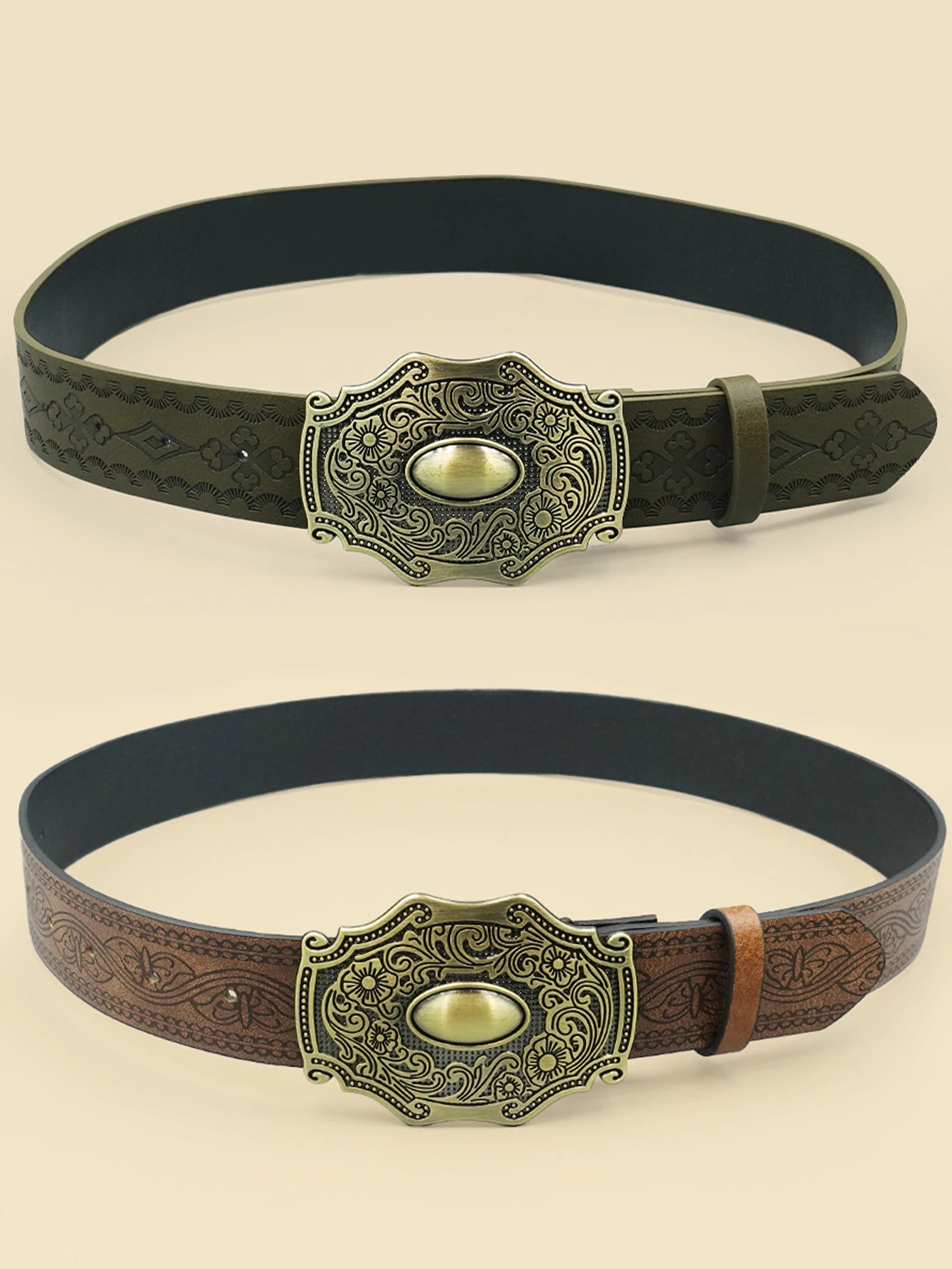 Vintage Royal Style Women's Fashion Belt with Floral Pattern Alloy Buckle - Perfect for Daily Commute and Holiday Casual Accesso