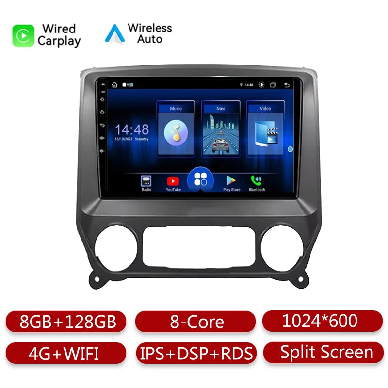 Carplay Android Radio For Chevrolet Silverado 3 GMTK2 2014-2018 Car Stereo Radio Car Multimedia Video Player GPS/Car Pla