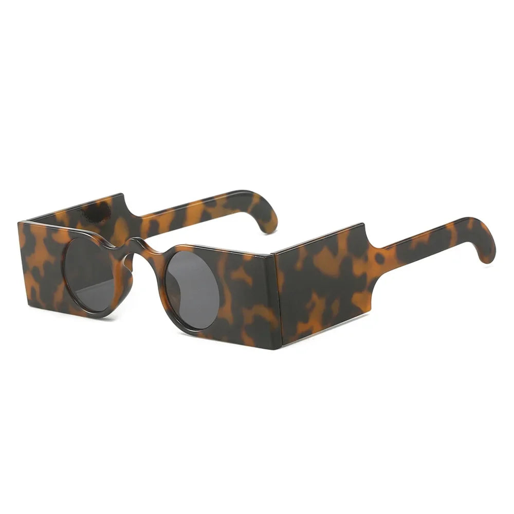 JNPCXI New Retro Unique Rectangle Women Sunglasses Fashion Small Round Lens Shades Interest Women Wide Legs Sun Glasses UV400