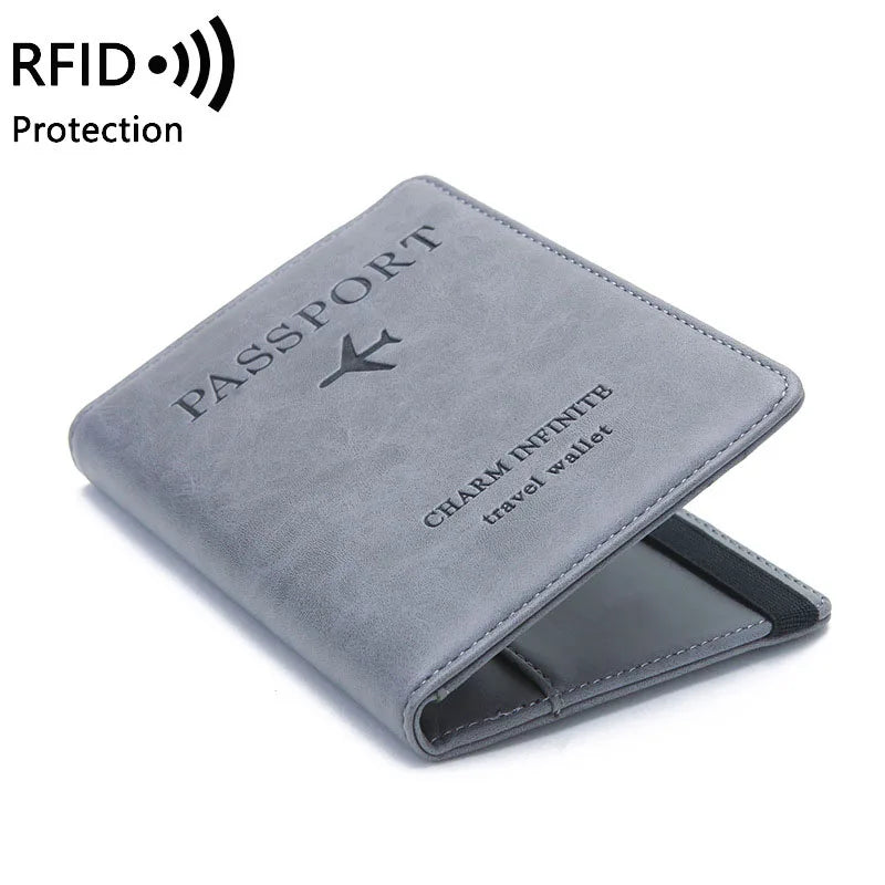 Women Men Travel Passport Holdr Cover Case RFID PU Leather Card ID Secure Wallet