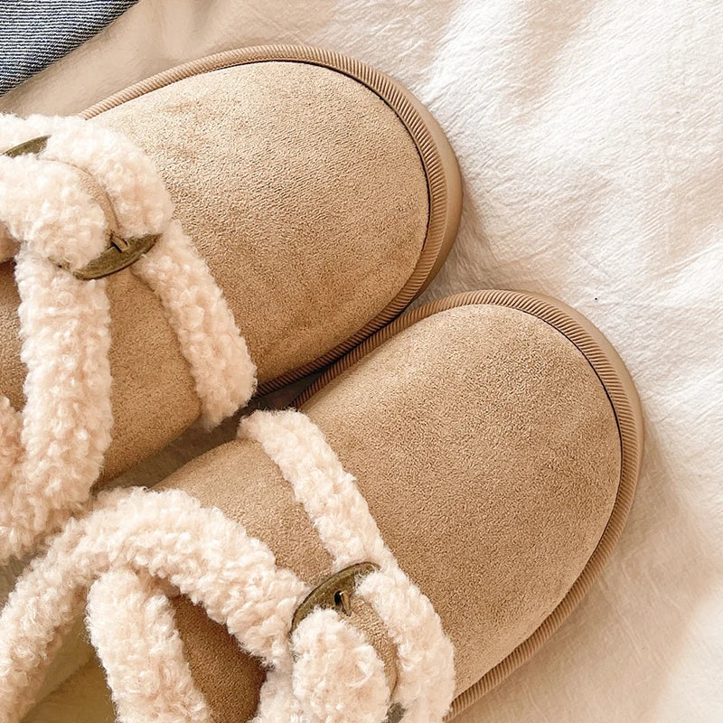 Faux Suede Fluffy Snow Boots Women Comfortable Thick Bottom Non Slip Winter Boots Woman Thicken Plush Warm Cotton Shoes Female