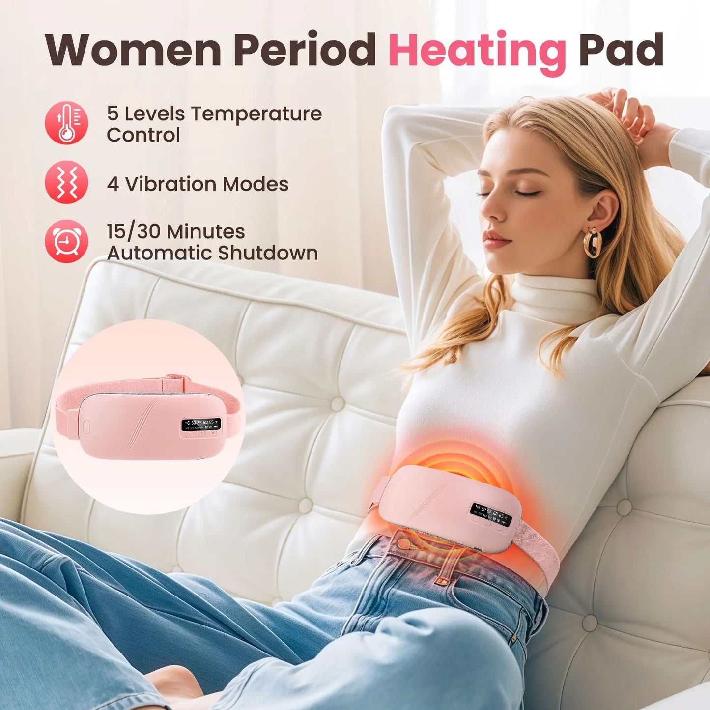 Waist Uterus Warming Belt Warm Temperature Adjustable Palace Treasure Heating Waist Protection Hot Compression Vibration Belt