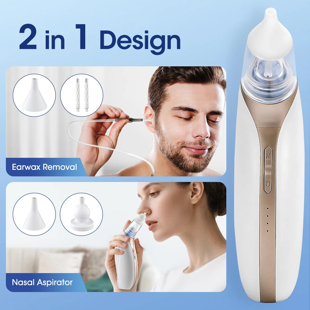 2 in 1 Ear Wax Vacuum Removal Set 3 Levels Suction Nasal Aspirator Earwax Remover Ear Cleaner for Adults Kids Ear Suction Tool