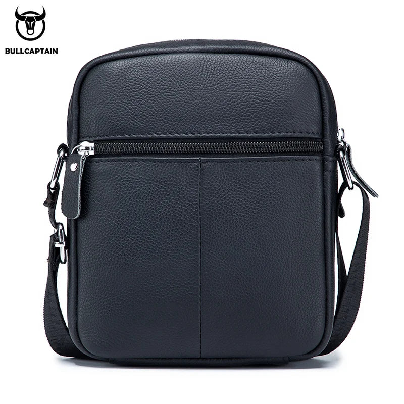 Bullcaptain Casual Men's Shoulder Bags Business Messenger Bag high-Quality Men's Cow Leather Bag's Mini Large Capacity Pocket