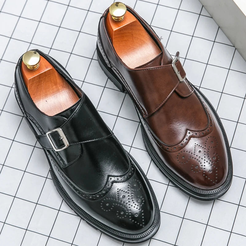 Platform Men's Dress Shoes Classic Wedding Casual Business Leather Shoes Men Formal Brogues Shoes For Men Office Leather Loafers
