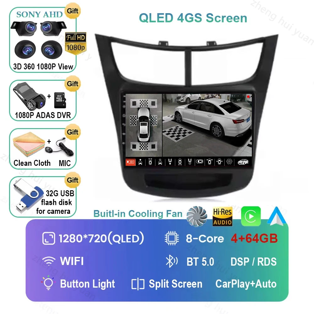 Android 16 CarPlay Auto Car Radio Multimedia navigation video Autoradio Stereo For Ch For Chevroletevrolet Sail Aveo 2015 - 2019