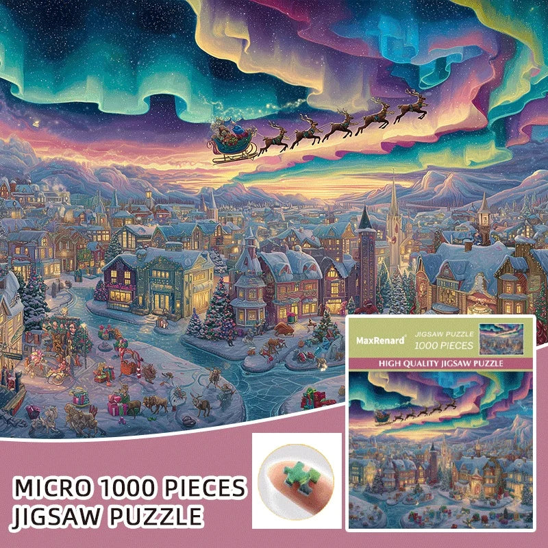 1000pcs Christmas Jigsaw Puzzle Northern Lights Large Puzzle Pieces (15x10 Inches/38x26cm)for Christmas Gifts, Stocking Stuffers