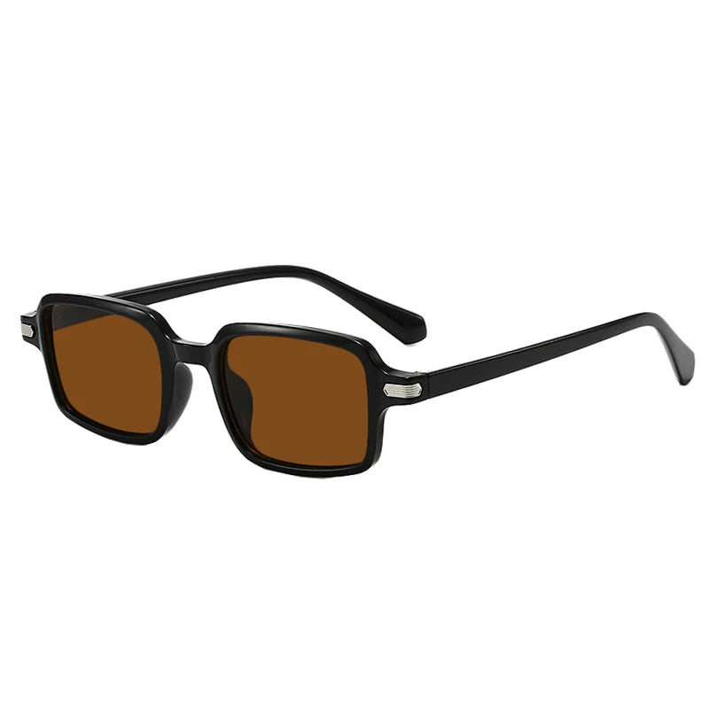 JNPCXI New Fashion Rectangle Women Sunglasses Clear Green Ocean Gradient Lens Shades UV400 Men Rivets Sun Glasses Metal Hinge