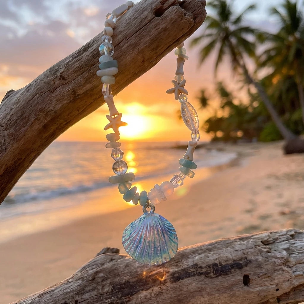 Boho Y2K Cute Shell Starfish Necklace for Women 2026 Summer Beach Vibe Beaded Choker Fairy Grunge Aesthetic Jewelry Party Gift