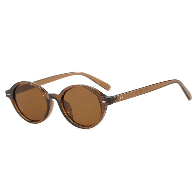 JNPCXI New Retro Small Oval Women Sunglasses Fashion Leopard Candy Color Shades UV400 Men Trending Rivets Punk Sun Glasses