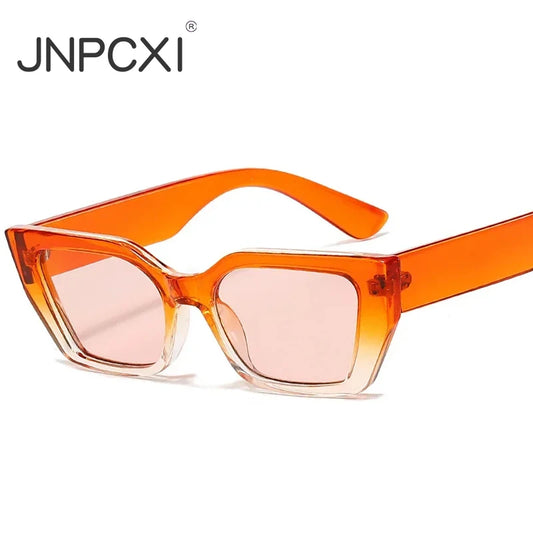 JNPCXI Small Rectangle Women Fashion Sunglasses Gradient Ocean Color Double Color Retro Shades UV400 Men Sun Glasses