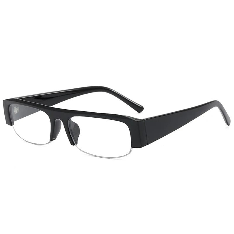 JNPCXI Vintage Small Rectangle Sunglasses Women Shades UV400 Fashion Clear Lens Men Half Frame Eyewear