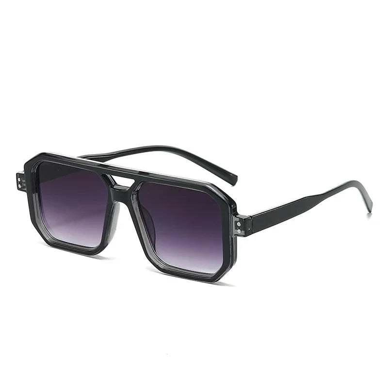 JNPCXI New Retro Double Bridges Square Men Punk Sunglasses Fashion Clear Gradient Shades UV400 Women Brand Designer Sun Glasses