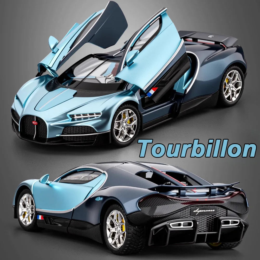 1:24 Scale Tourbillon Revuelto Diecast Model Toys Cars Doors Opened Sound Light Pull Back Miniature Models Kids Birthday Present