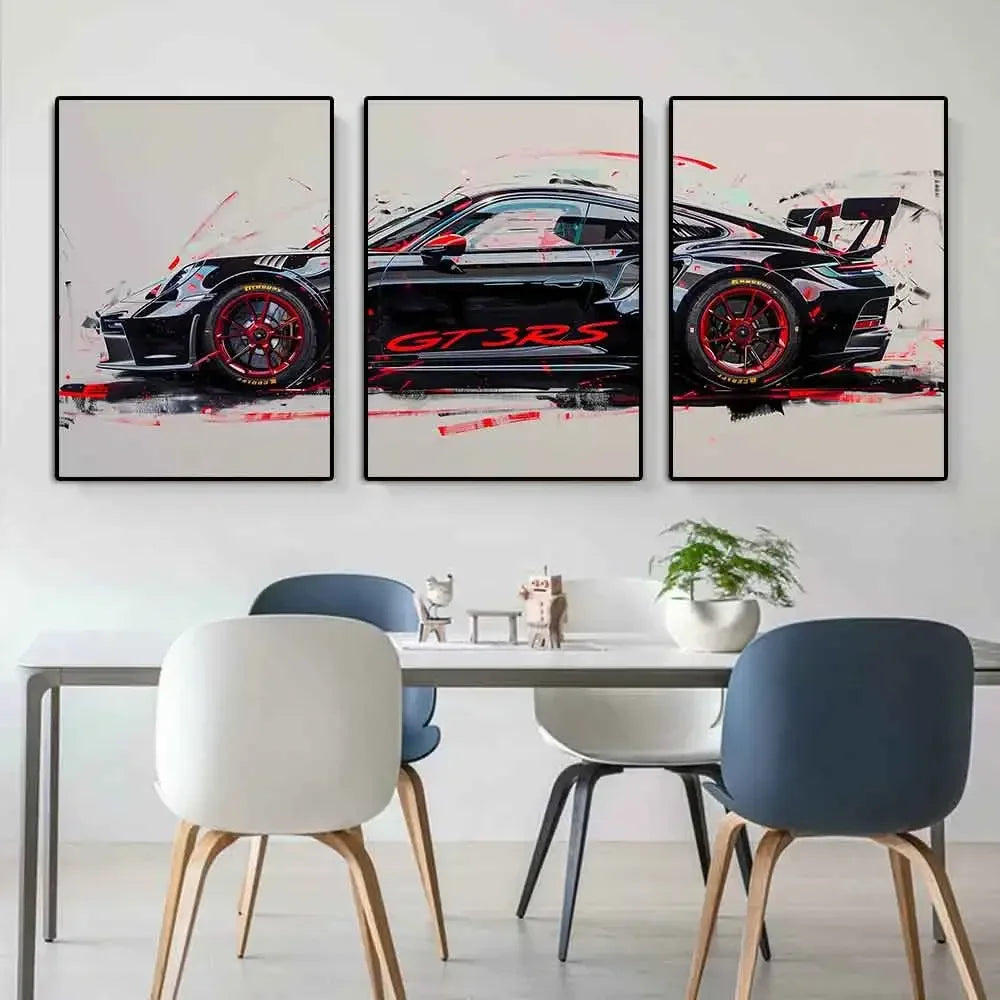 Popular Super Sports Car GT3 RS Graffiti Wall Art, HD Canvas Poster, Home Decor