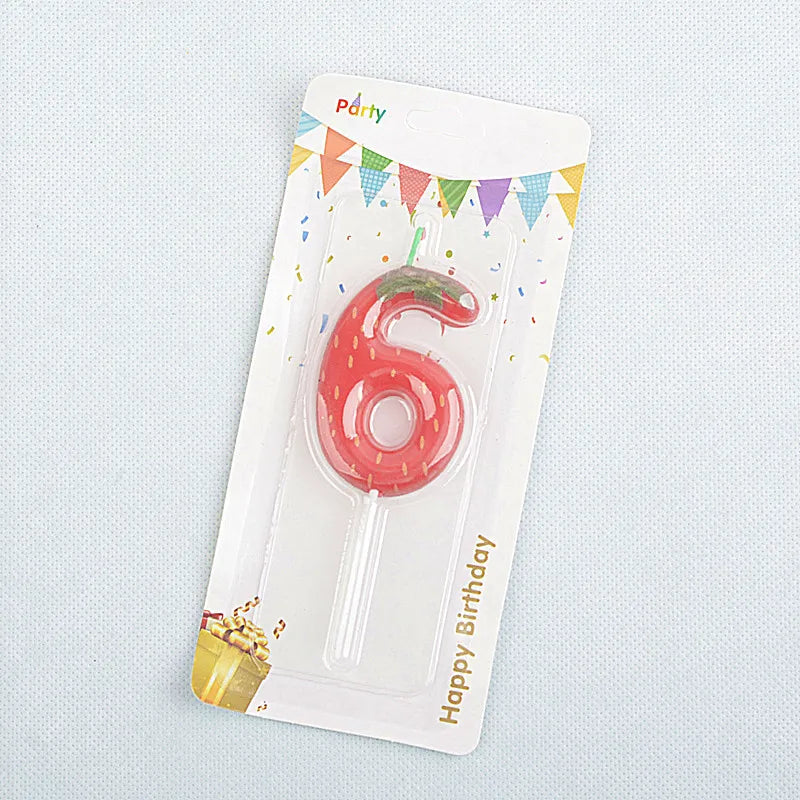 1pc Strawberry Birthday Cake Candle, 0-9 Number Perfect for Anniversary, Birthday & Party Decorations, Celebration Candle