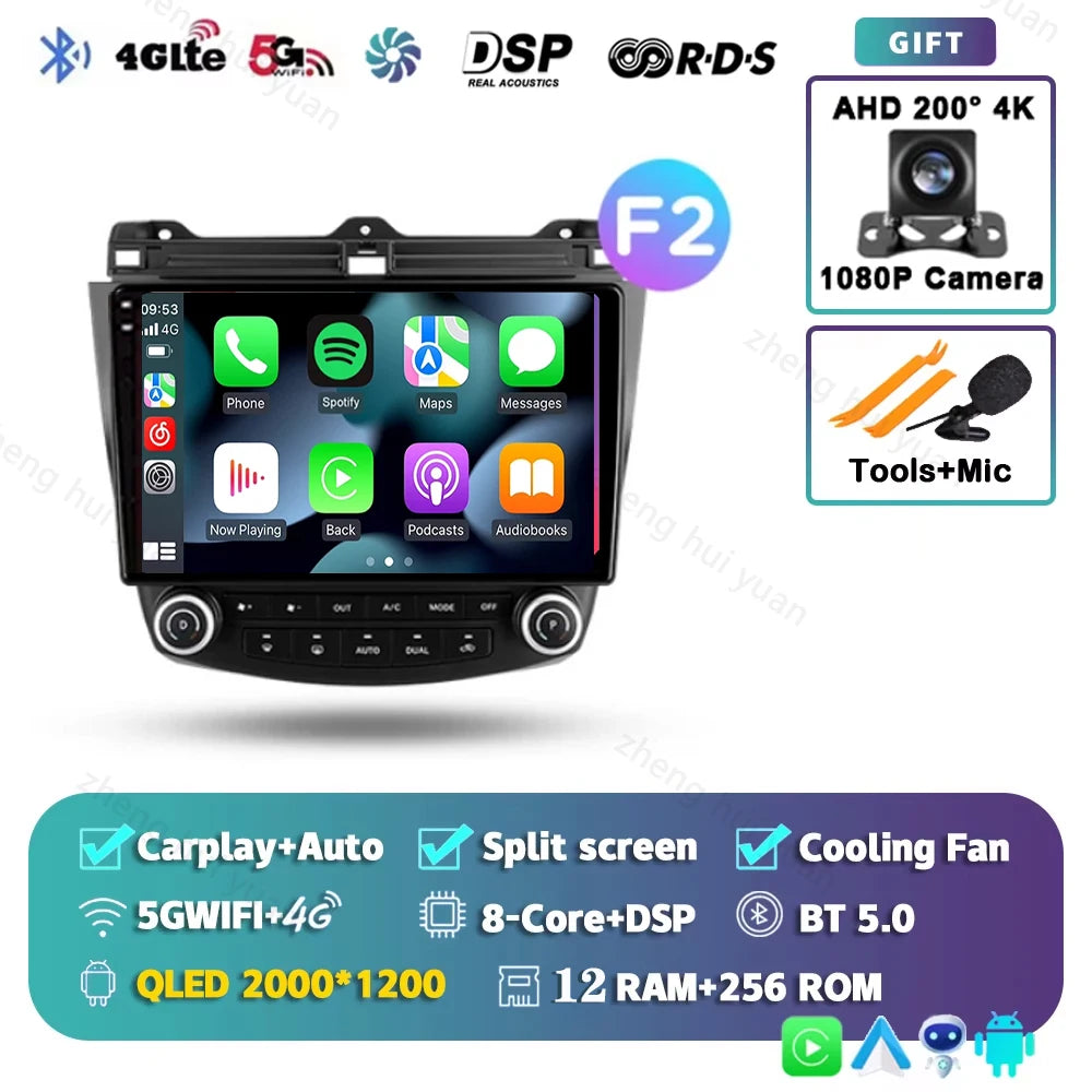 Android 14 For Honda Accord 7 2002 - 2008 CarPlay Auto 360 Camera Car Radio Multimedia Video Player GPS stereo Head Unit 4G WIFI