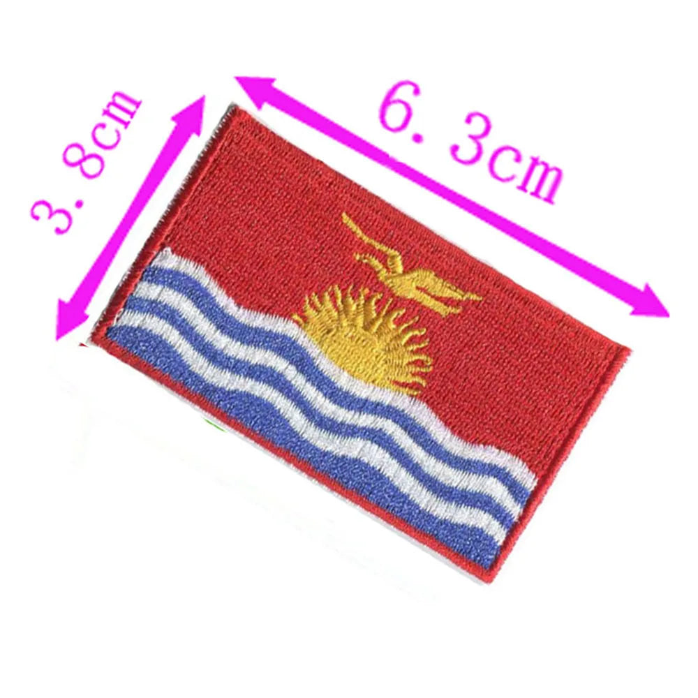 1pc Kiribati Country Flag Embroidery Patch 6.3cm Wide Iron On Sew On Backing/Hand Craft/Applique/Hot Cut