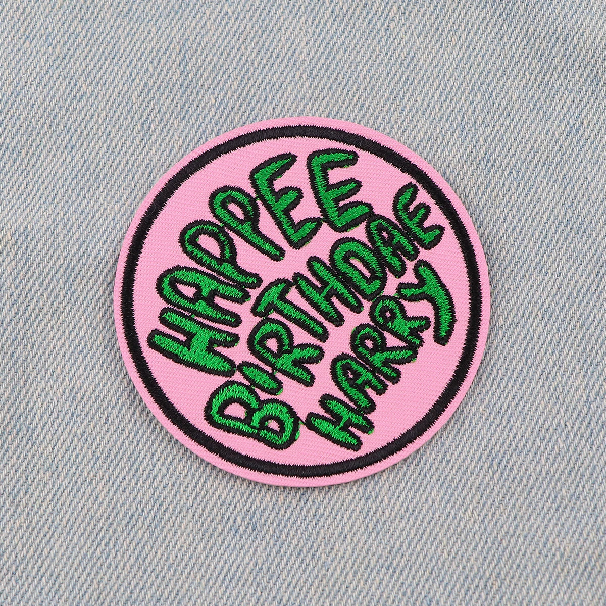 Happy Birthday Embroidery Patch Movie Iron On Patches for Clothing Thermoadhesive Patches Round Patches On Clothes Badge DIY Sew