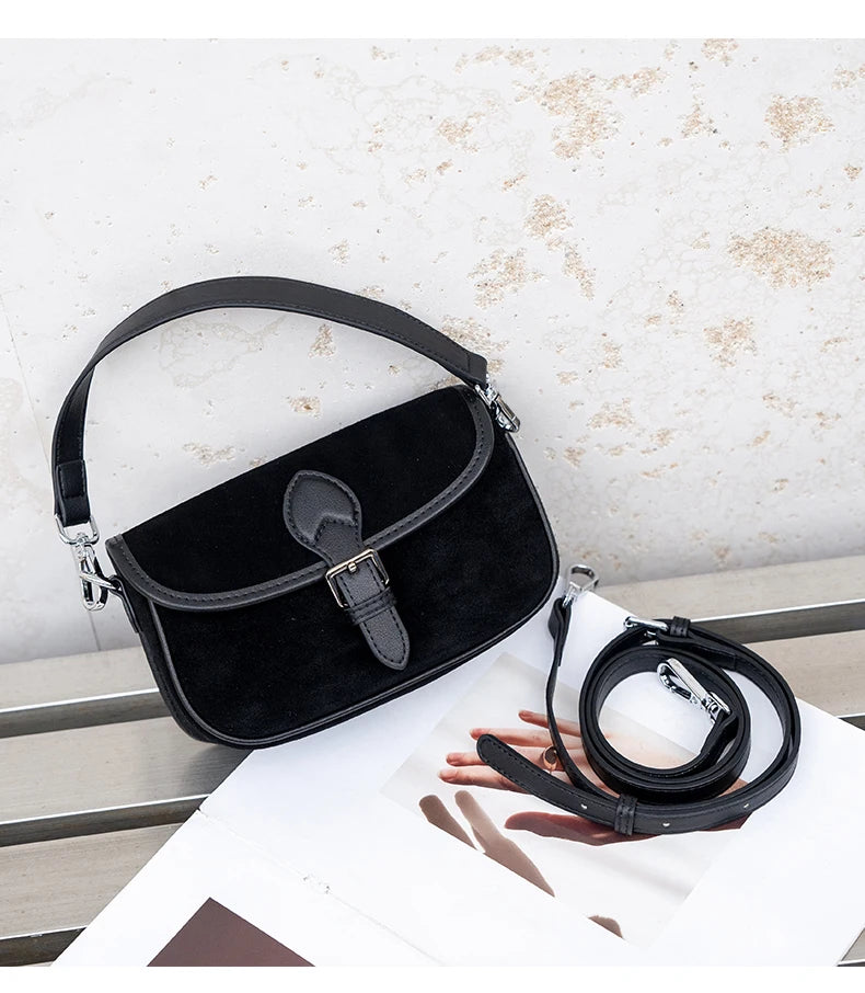 Autumn and winter women's Natural Suede leather Mini bag,luxury designer handbags, Vintage commuting leopard print messenger bag