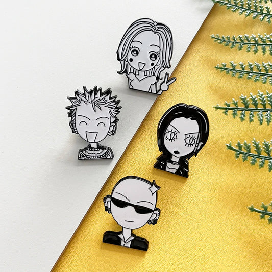 4pcs Classic Japanese Anime Brooch Badges Oosaki Nana Komatsu Nana Terashima Nobuo Cartoon Character Jewelry for Clothes