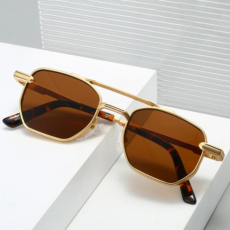JNPCXI New Vintage Double Bridges Pilot Women Sunglasses Metal Frame Gradient Shades UV400 Men Trending Sun Glasses