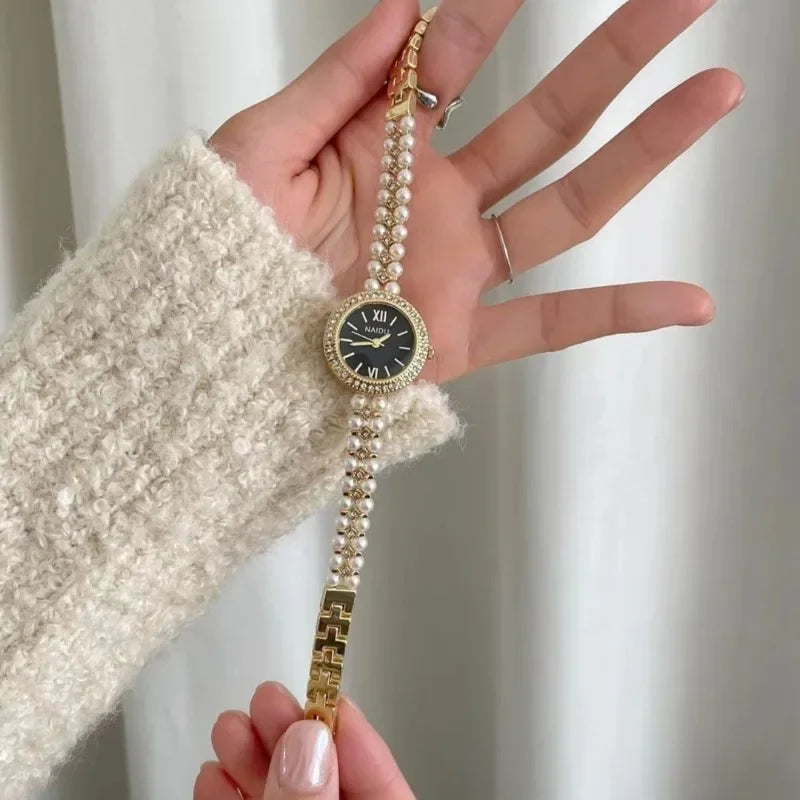 Luxury Women Watch Fashion Pearl Studded Bracelet Strap Quartz Wristwatches Ladies Gift Dropshipping Para Mujer Relogio Feminino