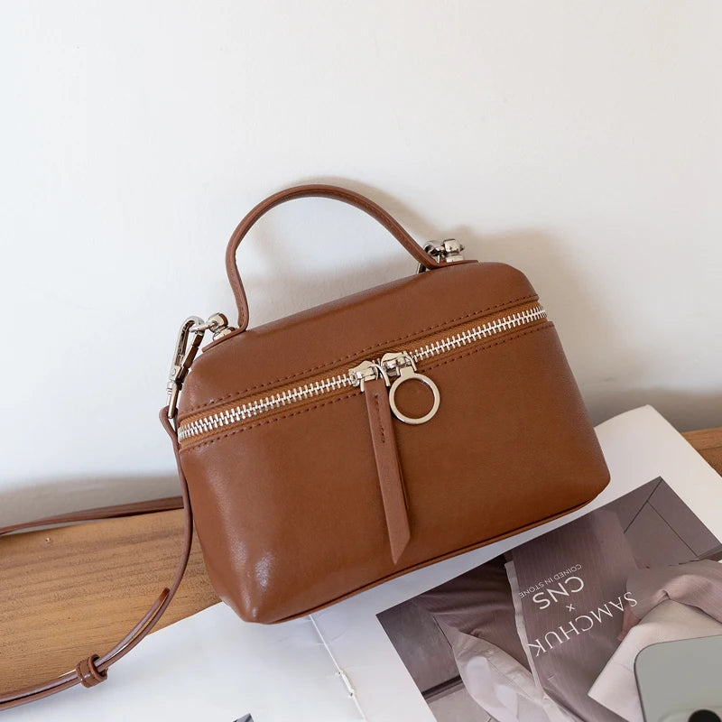 2026 New Genuine Leather Women bowling Tote Bag Soft Cowhide Leather Commute Shoulder Crossbody Bag Luxury Designer Handbags
