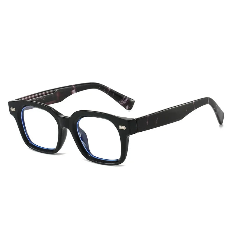 JNPCXI New Square Sunglasses Women Fashion Black Blue Shades UV400 Retro Rivets Men Clear Anti Blue Light Glasses Frame
