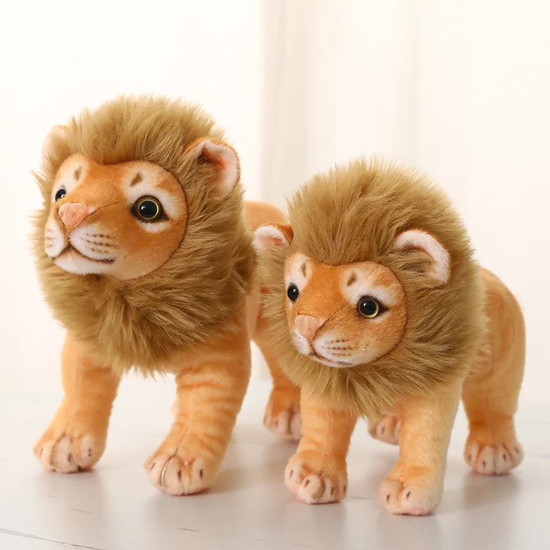 23/28cm Simulation Male Lion Plush Toys Lifelike Panthera Leo Stuffed Dolls Cute King of Grassland Room Decor Kids Birthday Gift