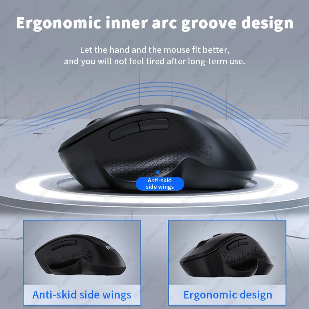 Rechargeable Ergonomic Mouse Wireless Bluetooth Mouse 2 Device Connection Laptob