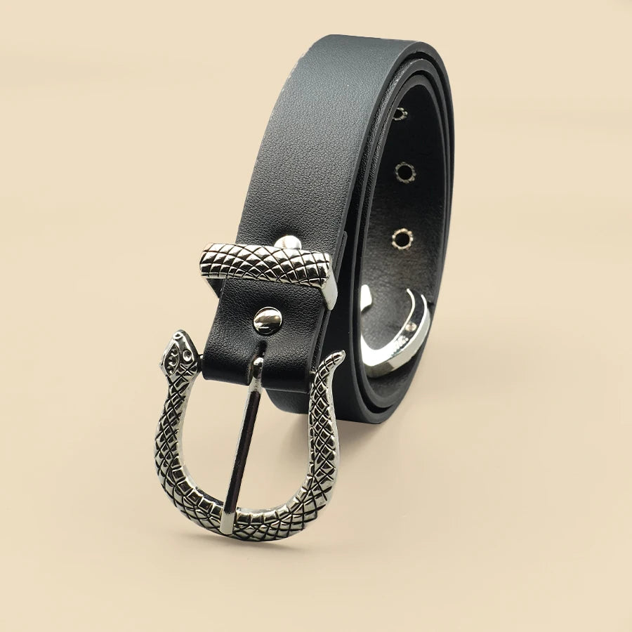 Black Snake Buckle Y2K Style Women's Belt, Star Hollow Leisure Belt, Daily Business Commuting Holiday Decoration