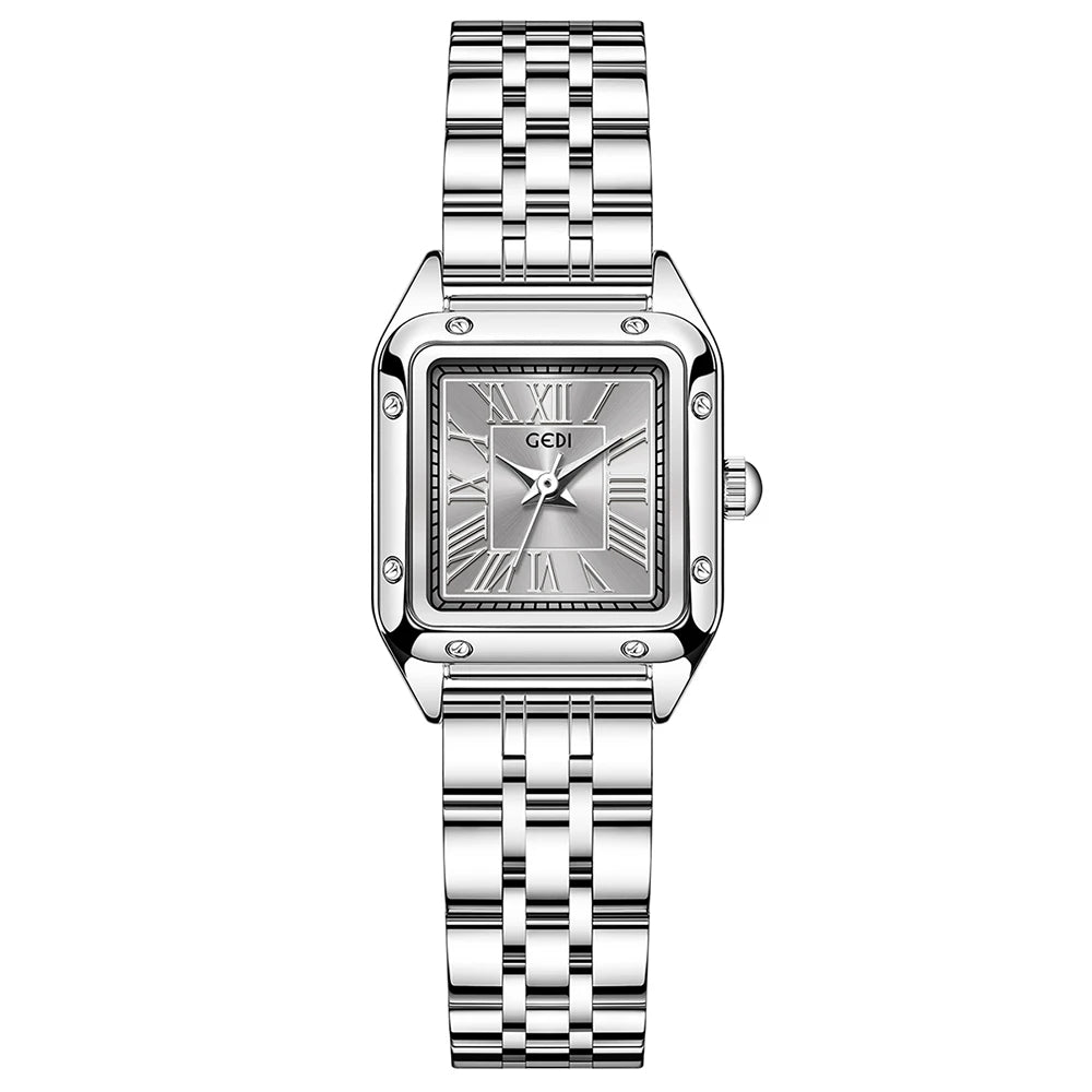 GEDI Vintage Watches for Woman Girlfriend Small Square Steel Strap Women's Watch Luxury Elegant Waterproof Quartz Watches