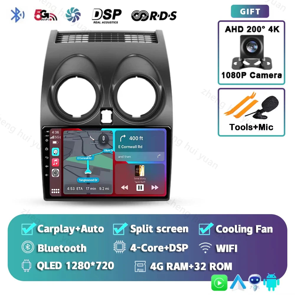 Android 15 For Nissan Qashqai 1 J10 2006 - 2013 2K QLED CarPlay Auto Car Radio Multimedia Video Player GPS stereo Head Unit 4G