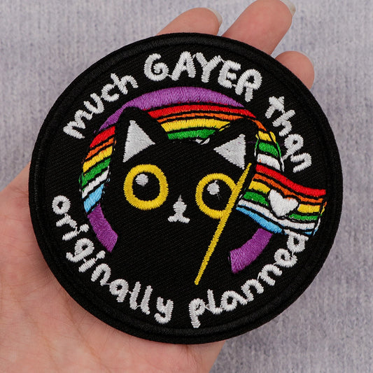 Black Cat Embroidery Patch Rainbow Gay Iron On Patches For Clothing Thermoadhesive Patches On Clothes DIY Sew Badges