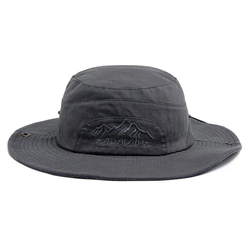 CNTANG Summer Outdoor Bucket Hat Men Cotton Jungle Fishing Hat  Hiking Travel Panama Cap Beach Sun Protector Caps For Men's