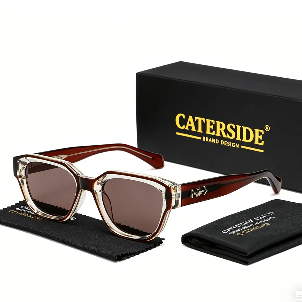 CATERSIDE Men Fashion Sunglasses High-Quality Pc Square Thick Frame Sun Glasses Women Business Festival Gifts Rational Glasses