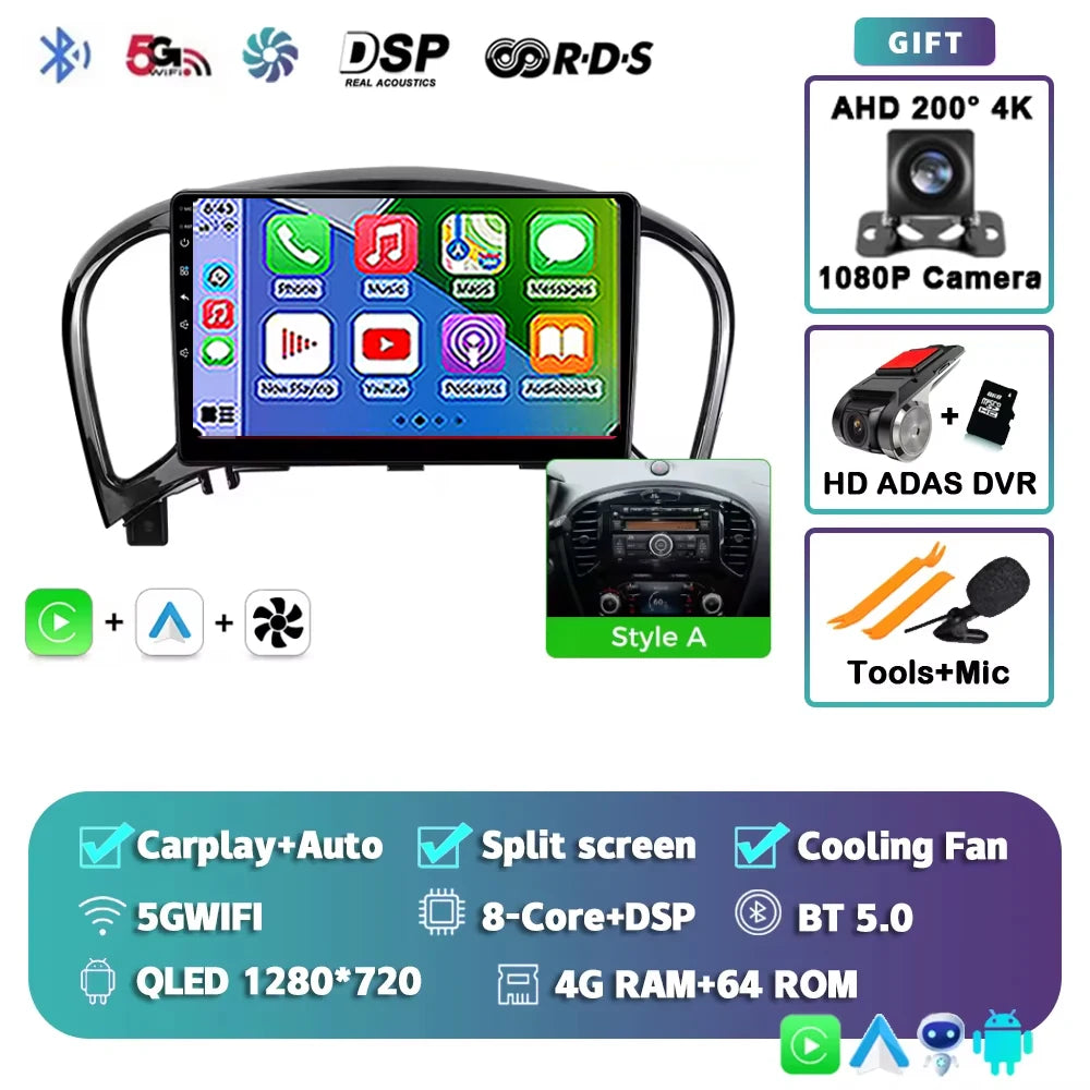 Android 15 Car radio For Nissan Juke 2010 2011 2012 2013 2014 Wireless Android Auto Carplay Car Multimedia Player WIFI 4G DSP 2