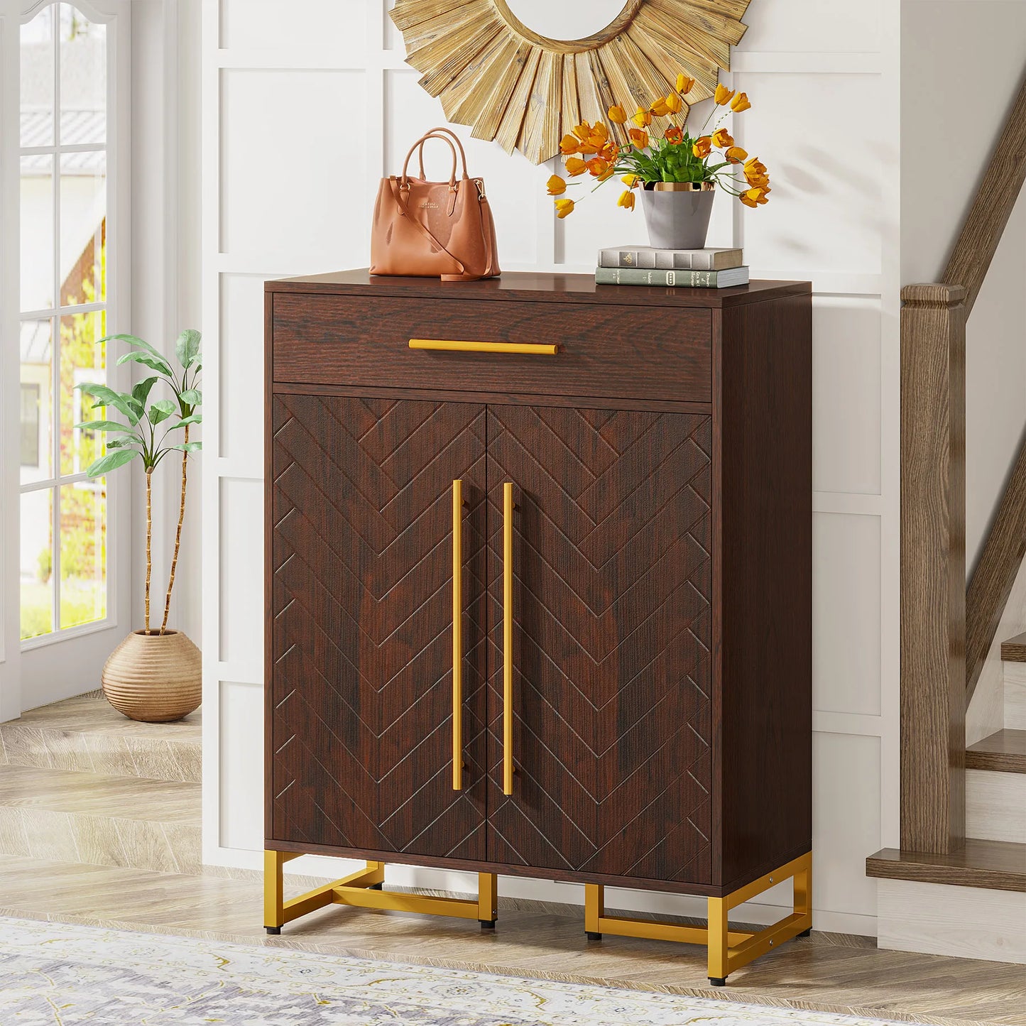 Tribesigns Shoe Cabinet with Doors, Shoe Storage, Drawer for Entryway, Organizer