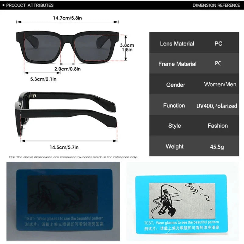 JNPCXI Square Polarized Sunglasses Women Shades UV400 Fashion Luxury Gradient Men Outdoors Sun Glasses